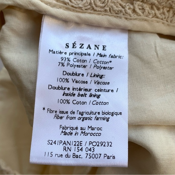 NWT Sezane Fausto Cotton Crochet Lace Knit Wide Leg Trousers Pants Ecru - Picture 10 of 13